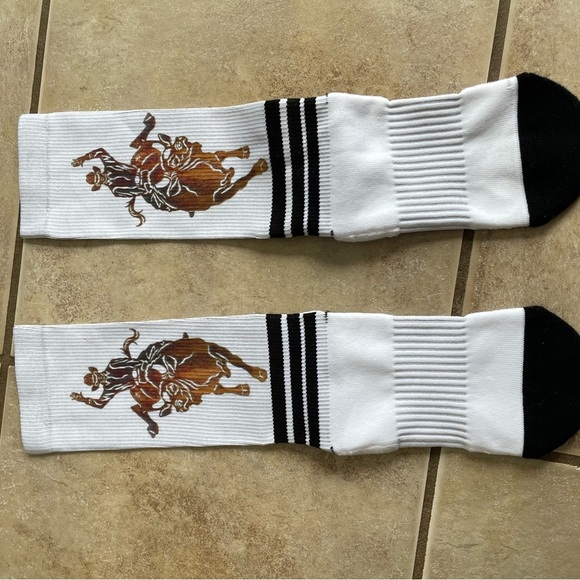 Other - Cowboy Bronco Stylish White and Black Men's Socks One Size NWOT